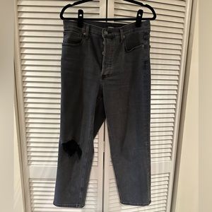 EXPRESS gray straight jeans size 10 ripped knees